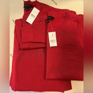 And Taylor Linen blend sweater shell and cardigan set.